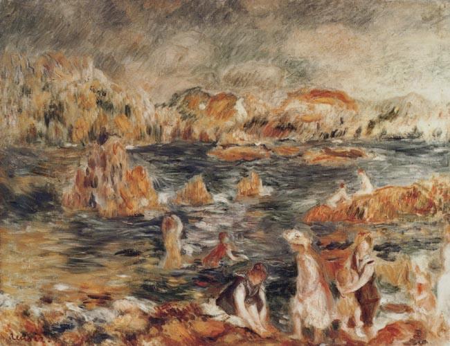 Pierre Renoir The Beach at Guernsey Norge oil painting art